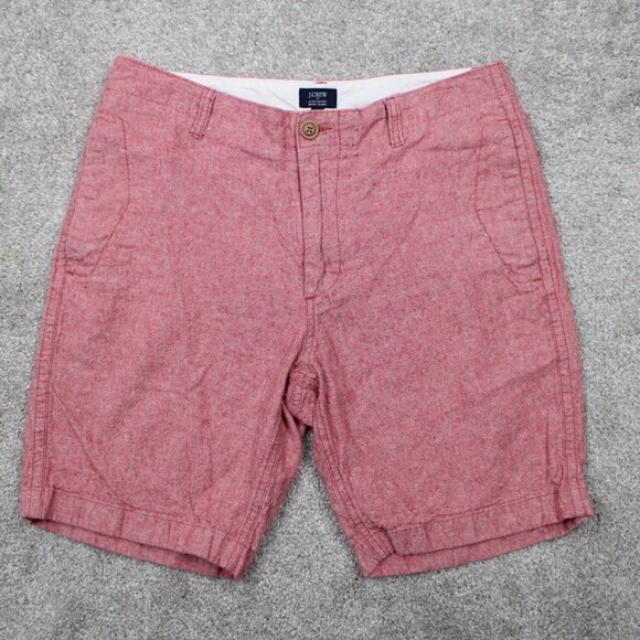 J. Crew Beach Shorts Mens 32 Pink Cotton/Linen Blend Flat Front w/ 9" inseam - Picture 1 of 12